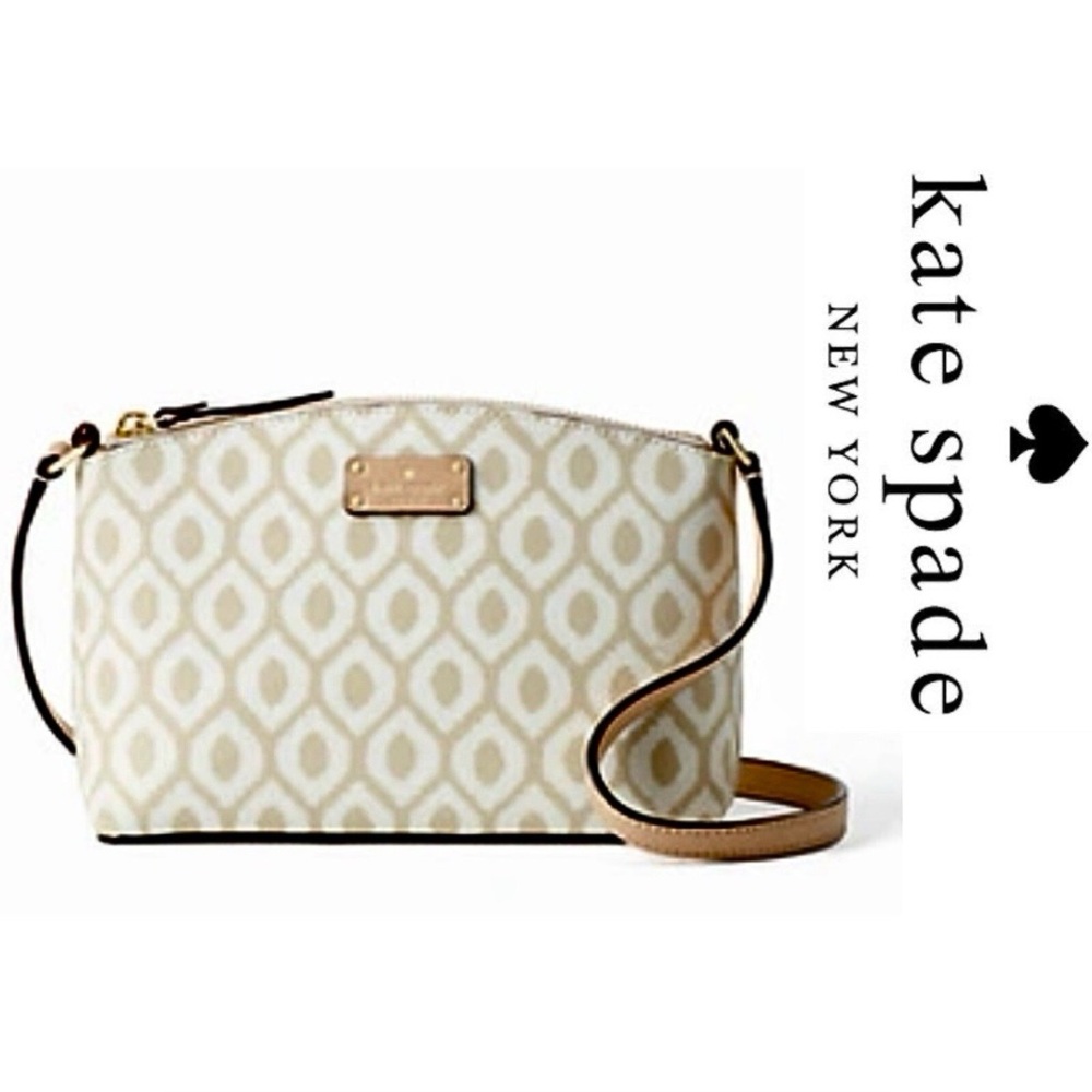 KATE SPADE New York Grove Street Millie Ikat Crossbody Bag in Cream / Cardamom - Picture 1 of 15